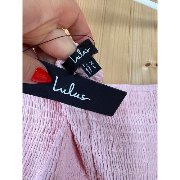 NWT Lulus Exceptionally Gorgeous Blush Chiffon Off-the-Shoulder Maxi Dress Sz XL - Picture 5 of 8